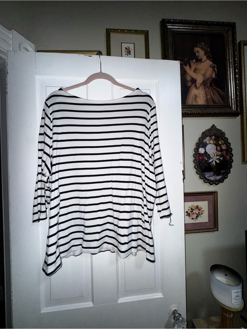Ava & Viv Black and White Striped Long Sleeve Top